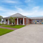 A ground level photo of the First Federal Bank of Louisiana McNeese Branch located at 324 E. McNeese St. in Lake Charles, Louisiana.